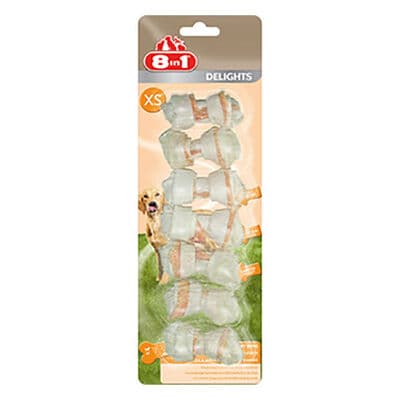 8in1 Delights Bones Düğümlü Tavuklu Ağız Bakım Kemik Köpek Ödülü XS 84 Gr